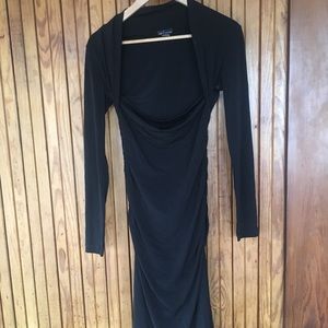 Long black cocktail dress